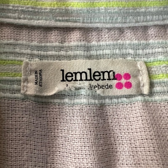 LEMLEM WOMENS LONG SLEEVE STRIPED BLUSH/YELLOW BLOUSE ESTIMATED SIZE LARGE - Picture 8 of 10